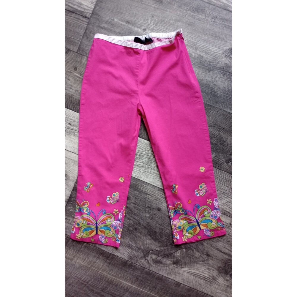 The Children's Place Stretch Girls 8 Pink Floral  Pants With Zip On Side